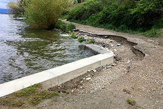 Damaged pathway from the 2017 flood