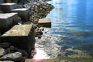 Granite block shore protection at the Olympic Village in Vancouver